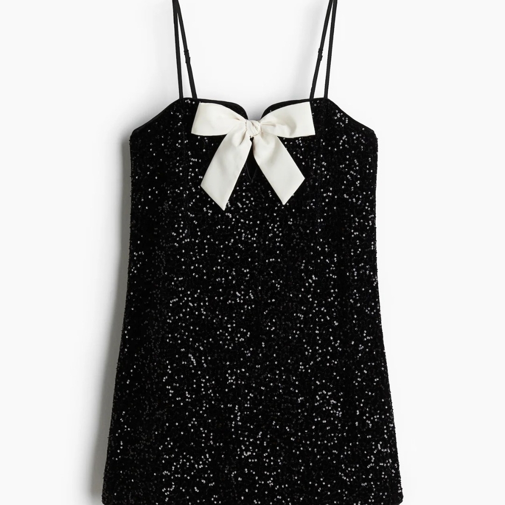 Divided Black and White Sequin Mini Dress